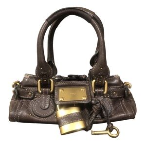 CHLOE Paddington Brown Leather Small Bag with Lock, Key, Dust Bag, COA NWOT MINT